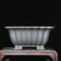 Purple sand ceramic square bonsai pot classical style desktop planter 37cm x 15cm