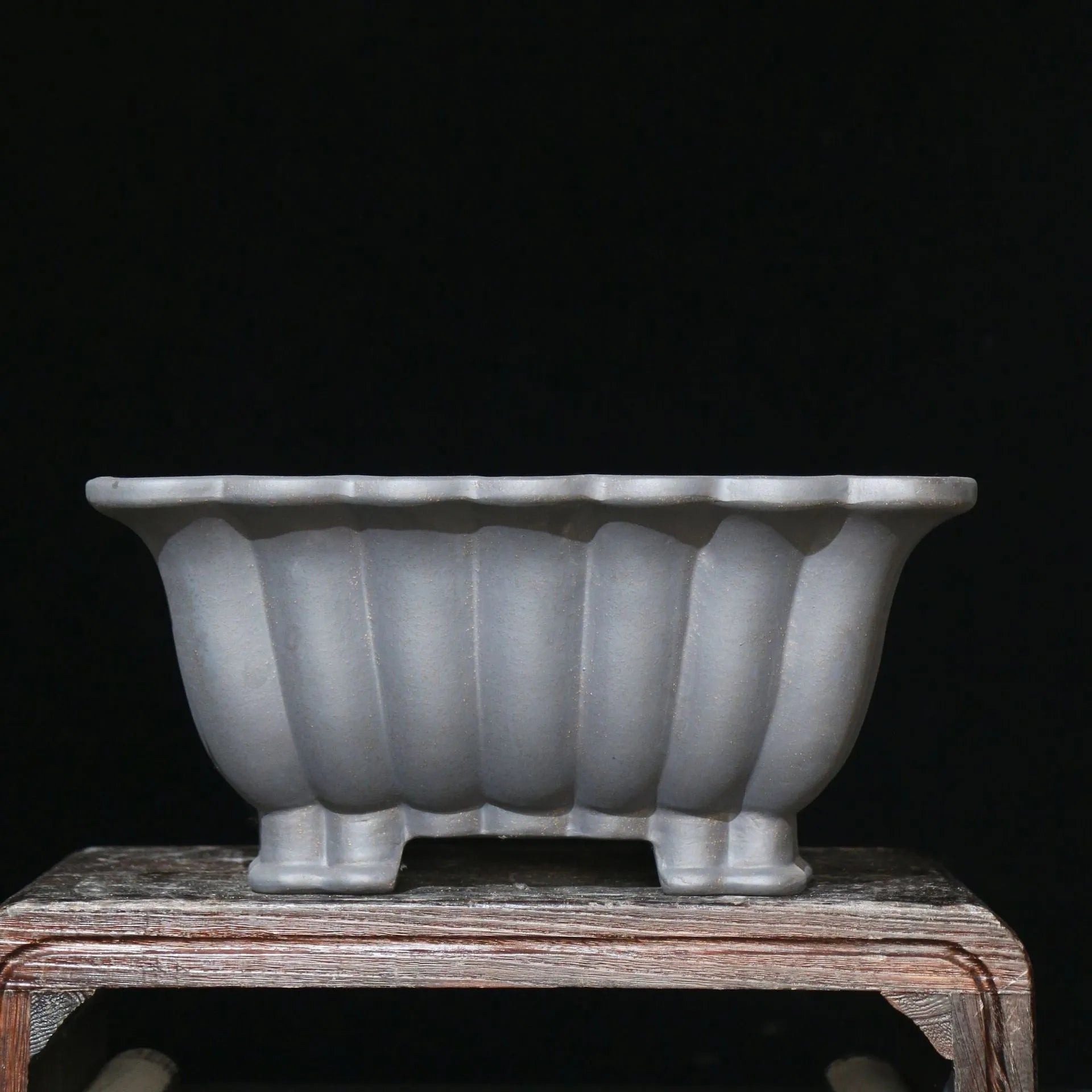 Purple sand ceramic square bonsai pot classical style desktop planter 37cm x 15cm