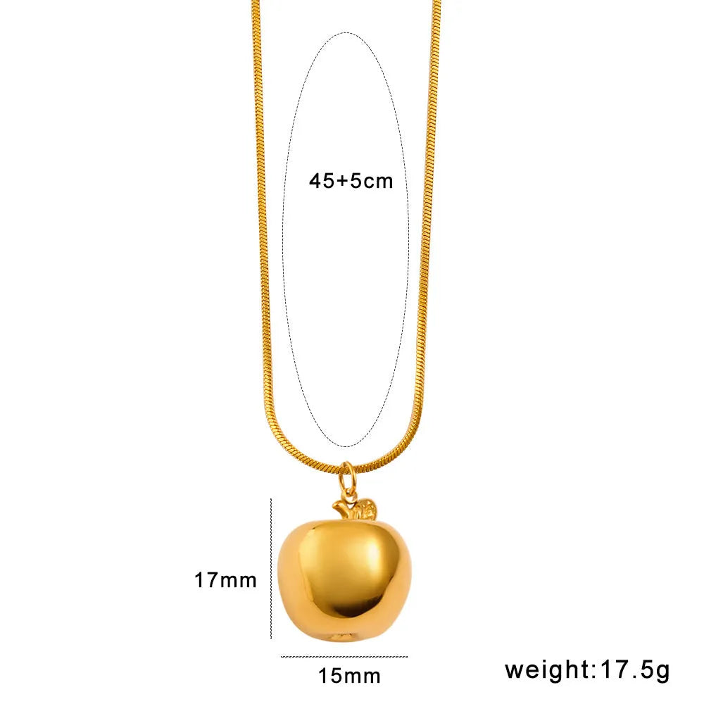 Stainless steel necklace with a detailed alloy fruit pendant charm.