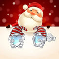 Women's copper Santa Claus heart earrings with electroplated white gold colour finish