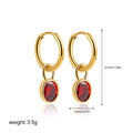 Women's oval zircon earrings in retro copper setting, showing colour options: white, emerald, green, black, red, blue.