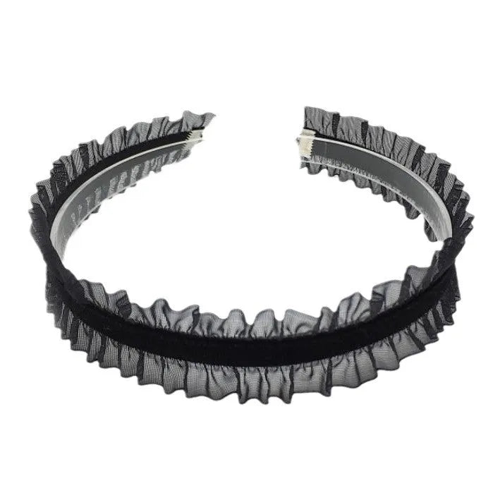 Velvet ruffled alloy flower necklace with snake bone chain in black, light coffee, or white electroplated finish