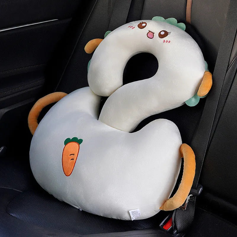 Square 65cm cartoon animal hug design cushion pillow on a sofa.