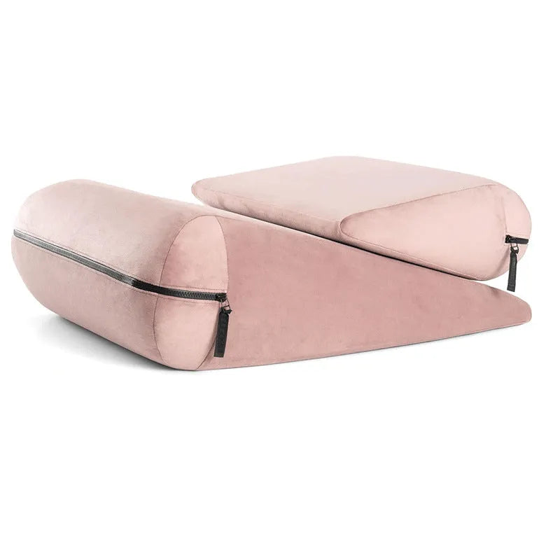 Triangle furniture pillow with embroidery detailing in grey colour showing wedge shape