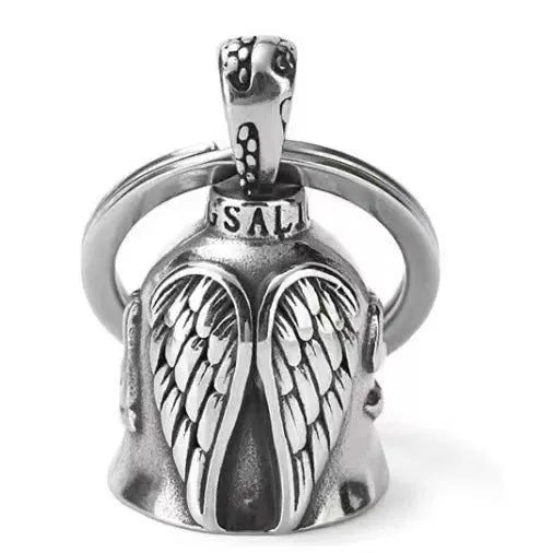 Silver-tone vintage angel feather and wings design necklace pendant and matching keychain.