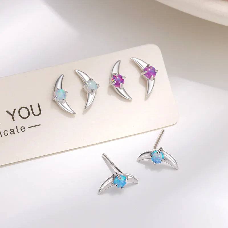 Geometric women's earrings in 925 silver with stone accents and electroplated finish