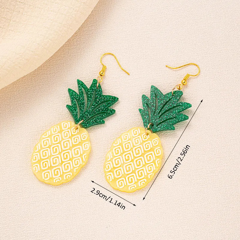 Summer Atmosphere Coconut Jackfruit drop earrings in acrylic with alloy hooks, five colour variations