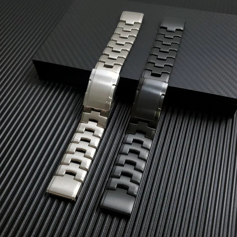 Garmin Fenix and Jiaming compatible watch strap in silver, black, and titanium colours