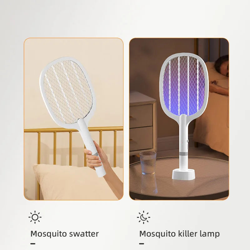 Rechargeable electric mosquito swatter in 996 or 959 colour with USB charging port.