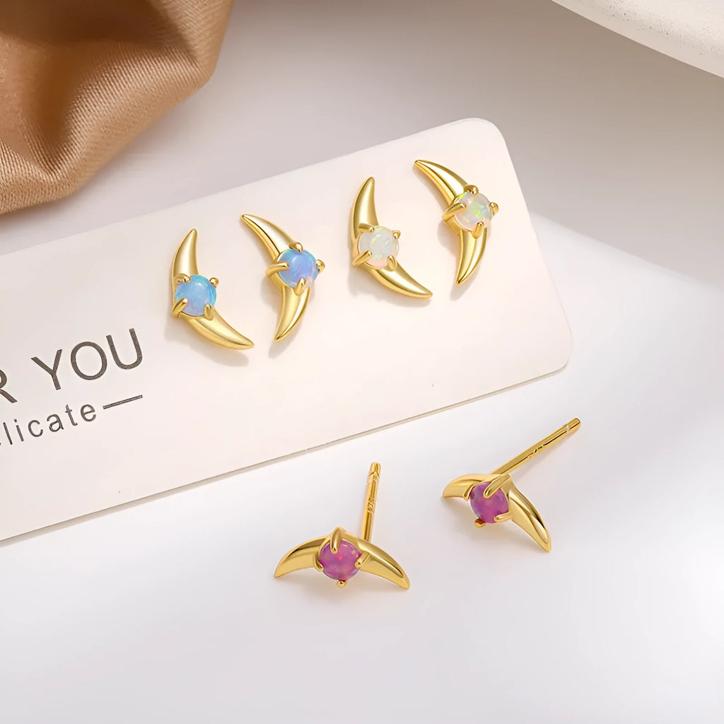 Geometric women's earrings in 925 silver with stone accents and electroplated finish