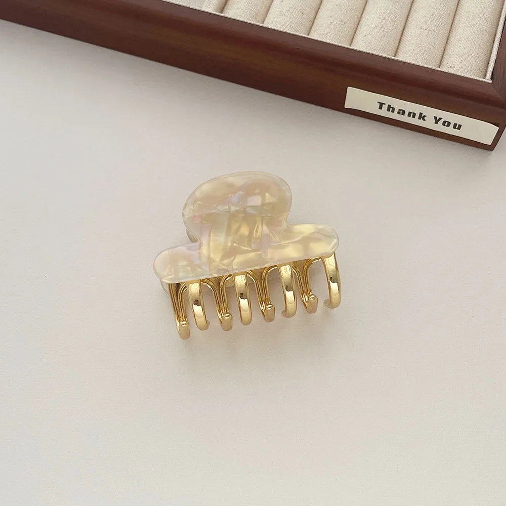 Acetate women's hair barrette with metal grip in medium size, retro dopamine styling