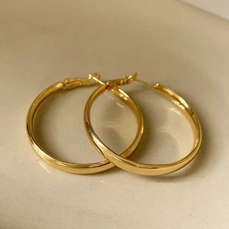 40mm gold and silver electroplated metal circle earrings on copper base