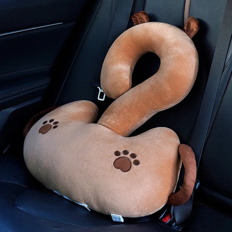 Square 65cm cartoon animal hug design cushion pillow on a sofa.