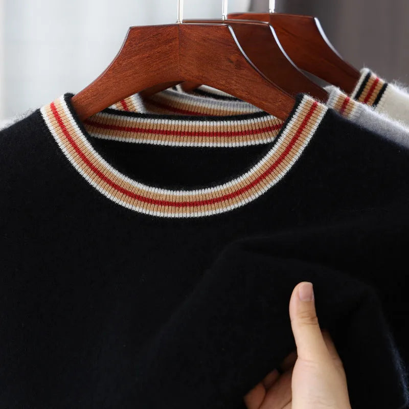 Men's pure wool short sleeve sweater round neck pullover in black, gray, white colours