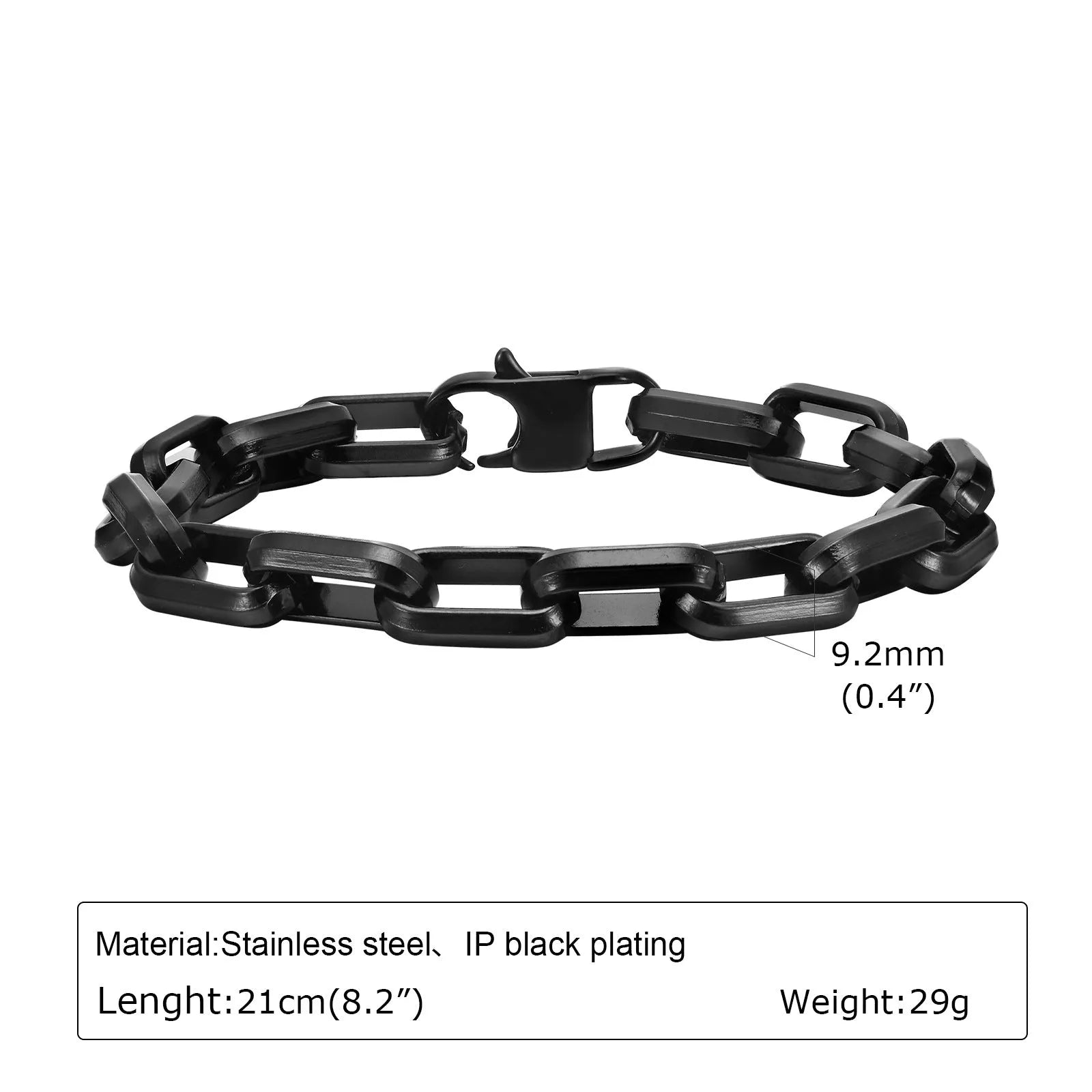 Men's titanium steel square chain bracelet in electroplated steel, gold, black or retro colour