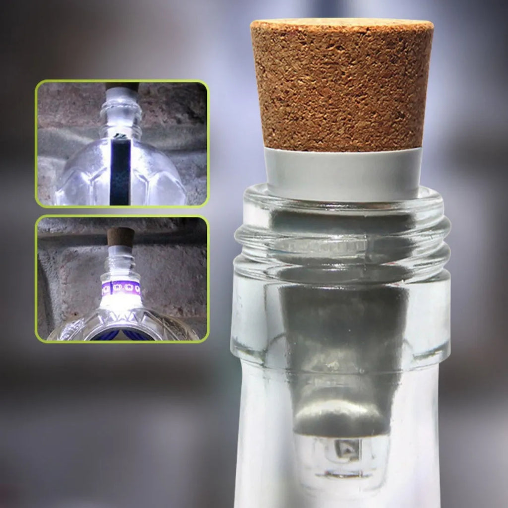 Rechargeable LED bottle cap cork light with 15 LED beads for holiday decoration