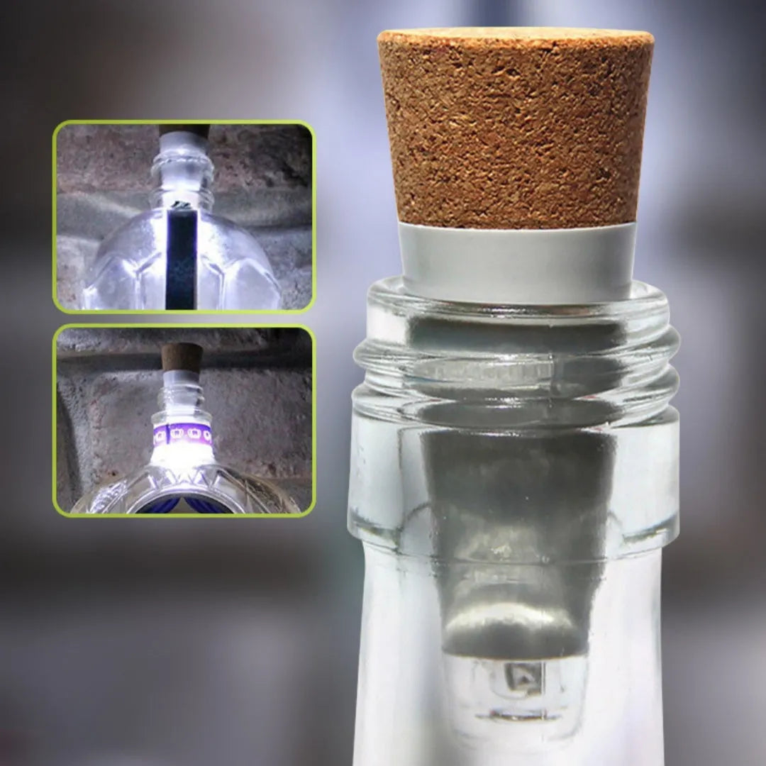 Rechargeable LED bottle cap cork light with 15 LED beads for holiday decoration
