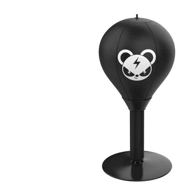 Tabletop boxing speed ball with suction cup base and PU leather ball on a desk