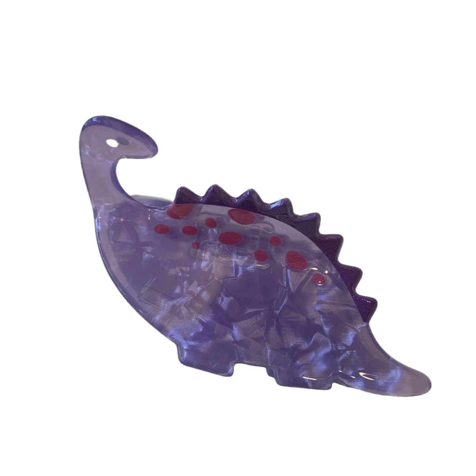 Colourful dinosaur acrylic jaw hair grip clip showing six design variations