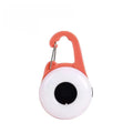 Blue LED dog collar light attached to black collar showing four light modes and adjustable silicone strap