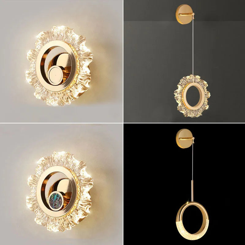 High Sense minimalist modern wall lamp with acrylic shade in a bedroom setting.