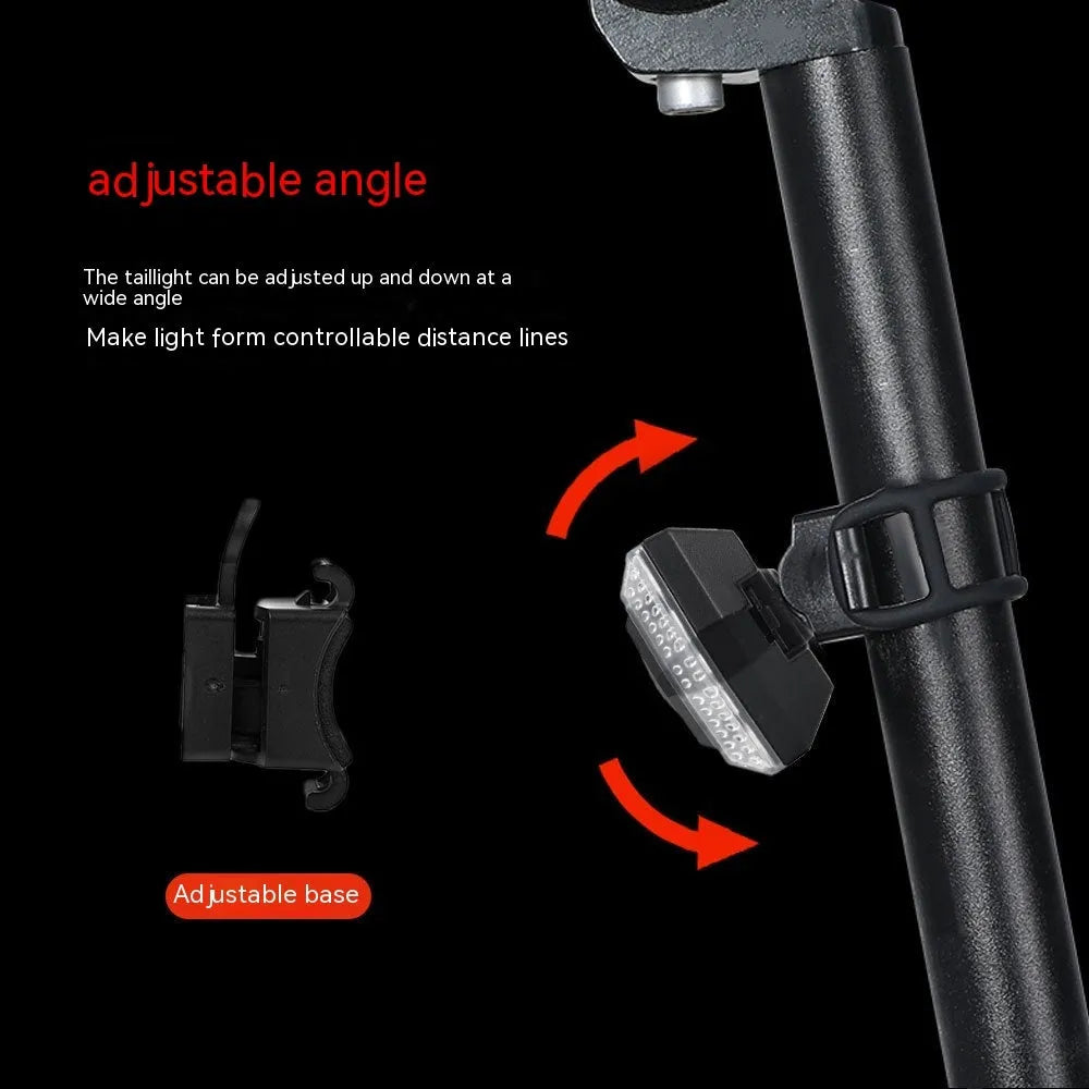 Black wireless remote control taillight with USB charging port and waterproof construction