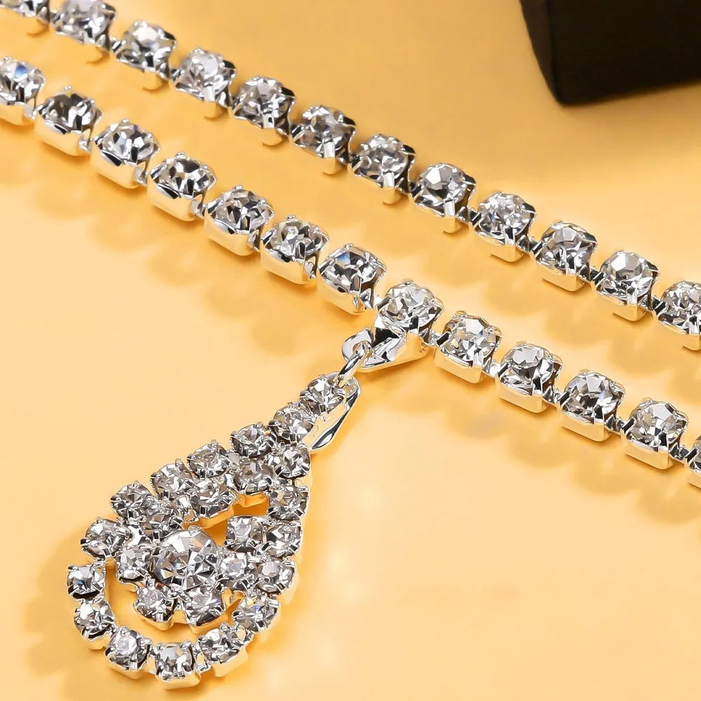 Gold or silver waist chain for women with water drop pendant and tassel detailing