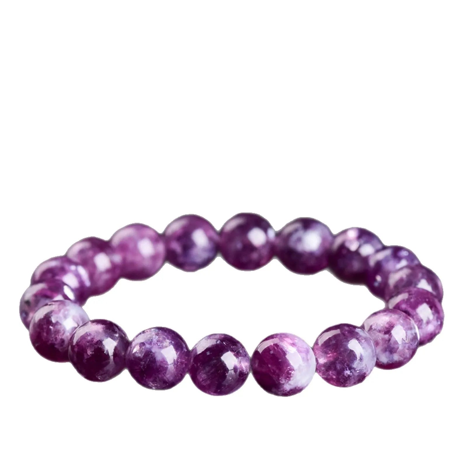 Purple polished grandmother crystal bead bracelet in geometric unisex Korean style.