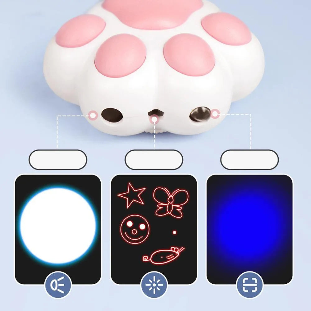 USB rechargeable cat infrared teaser toy with keychain clip in black or pink colours
