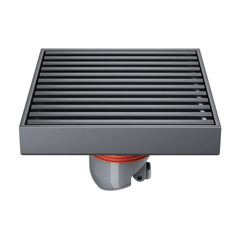304 stainless steel courtyard deodorant floor drain with gun grey finish, 15x15cm dimensions