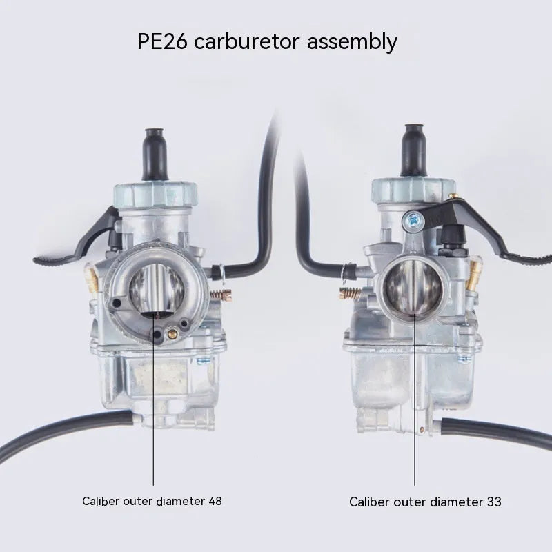 Ba Jia PE26 motorcycle carburetor assembly with flat suction plunger structure and standard installation hole