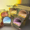 DIY craft kit for a cat head shaped night lamp decorated with handmade tulip flowers.
