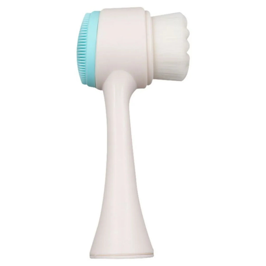 Blue nylon bristle pet paw brush with a plastic handle for grooming dogs and cats