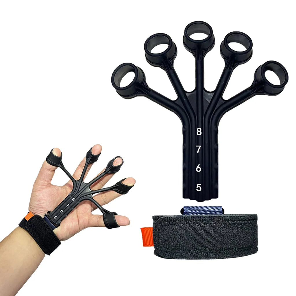 Silicone finger flexion extension trainer with adjustable belt for adult rehabilitation
