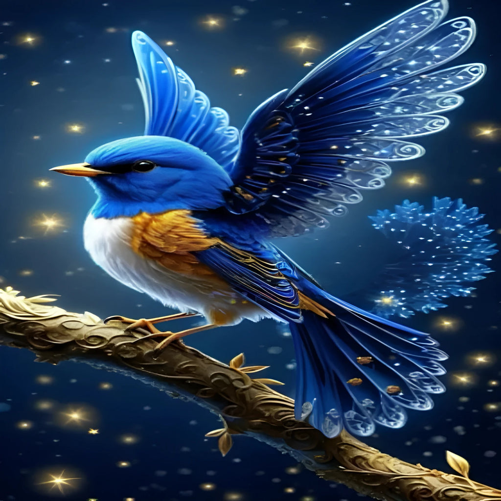 Handmade Blue Bird diamond painting kit 60x100cm with internal framework and acrylic rhinestones