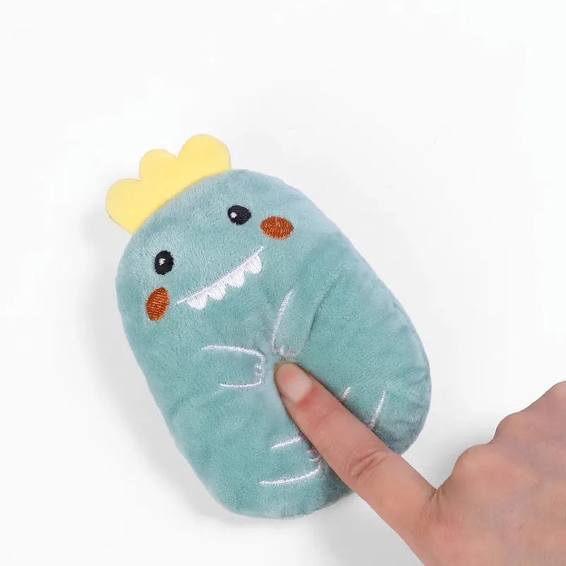 Plush cat chewing toy with claws for biting, filled with catnip
