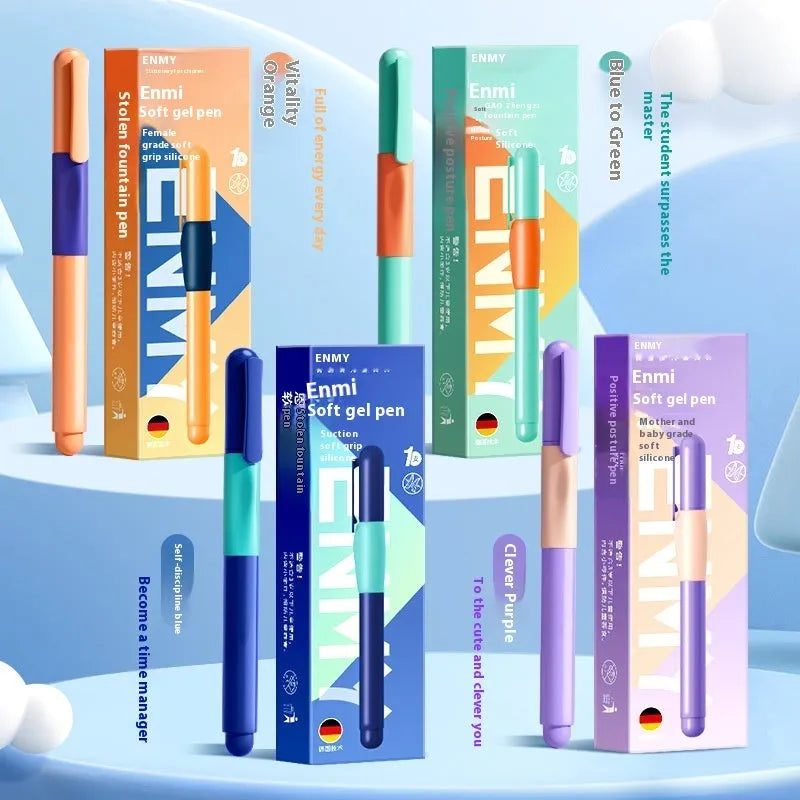 Student posture correction pen with plastic shell in blue, green, purple, and orange colour options