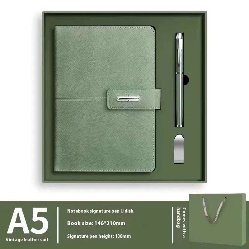 A5 PU leather notebook with wood-free paper in multiple colour options including black, red, green, blue and orange