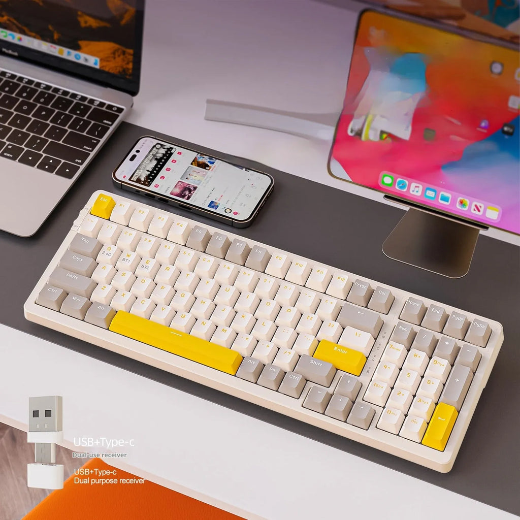 Free Wolf K96 Bluetooth dual-mode mechanical keyboard with Red switches and hot-swap sockets