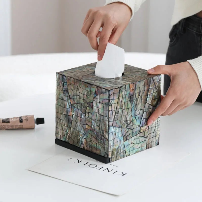 Black natural shell storage box with removable organisation compartments, rectangular and square options