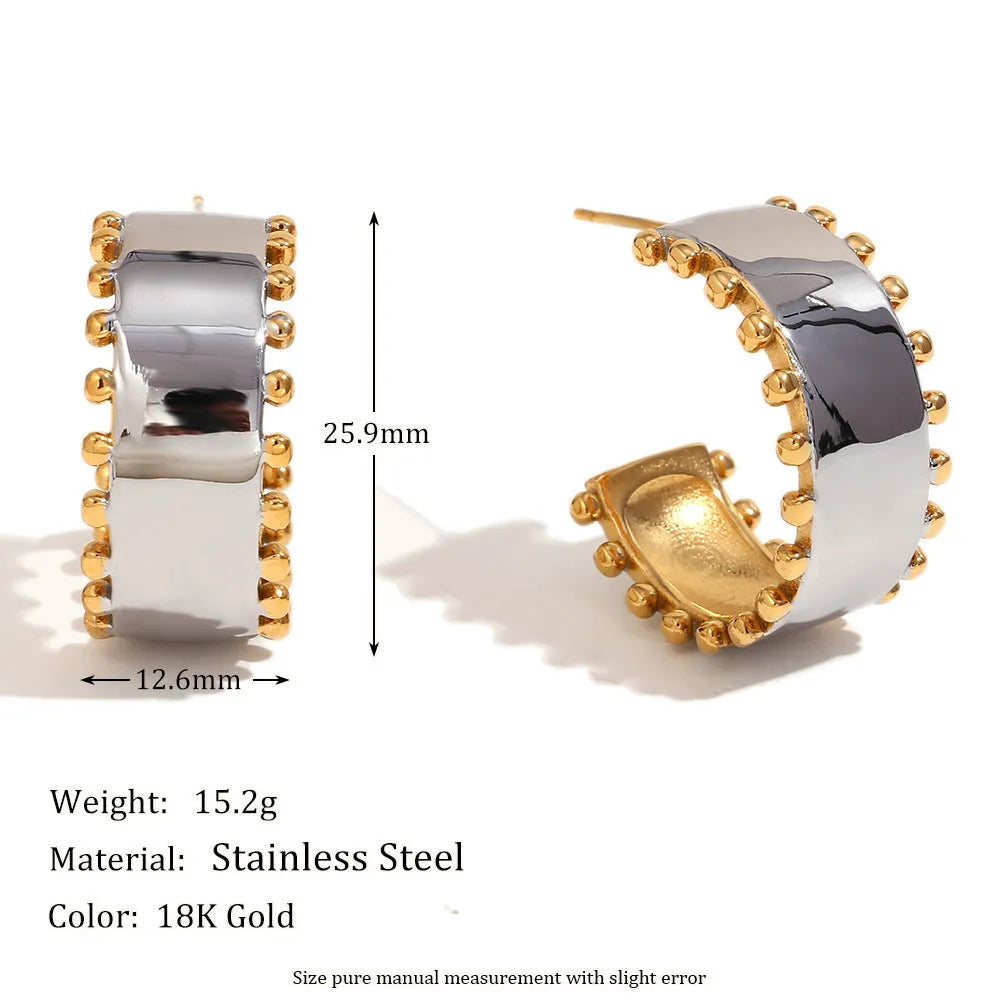 Gold colour jewellery set with geometry round ring design including earrings, necklace, and bracelet