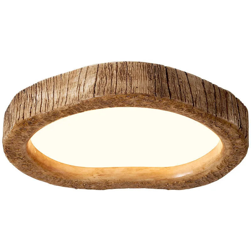 Wood grain round Chinese style ceiling light fixture for bedroom mounting