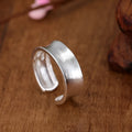 Adjustable open ring geometric design frosted sterling silver jewellery