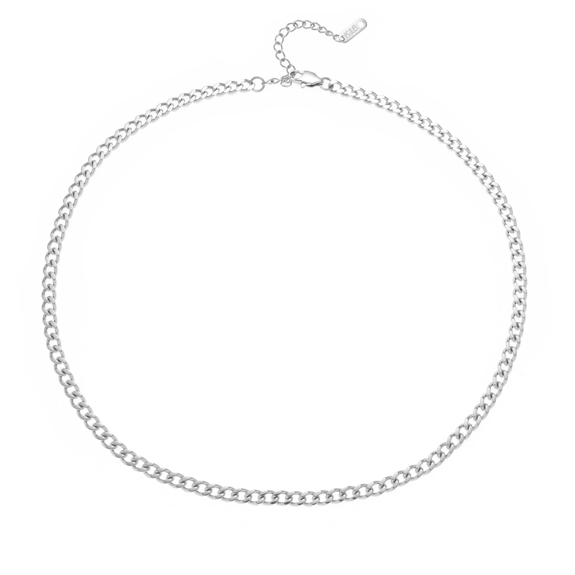 Titanium steel personalised necklace with a charm showing the letter A on a 40.5cm chain.