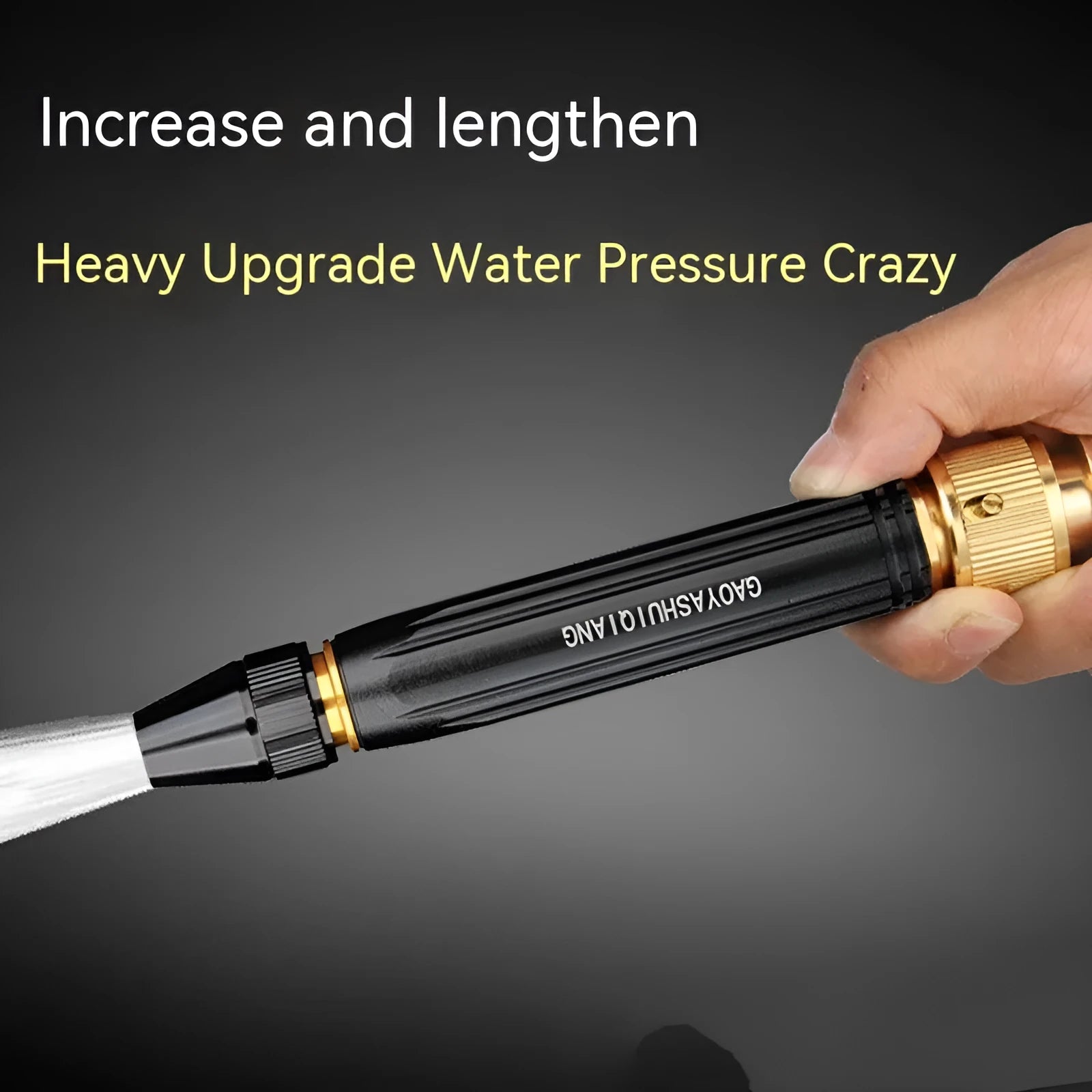 Black King Kong car washing gun with alloy body and straight spray design for household cleaning