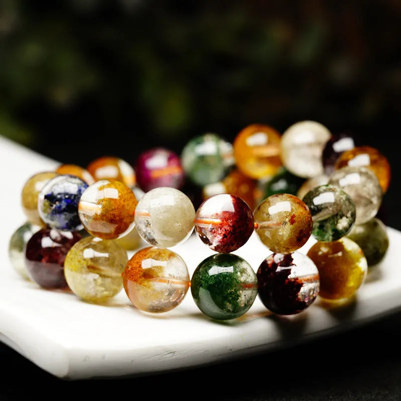 10mm crystal ethnic bracelet with colourful ghost cornucopia design