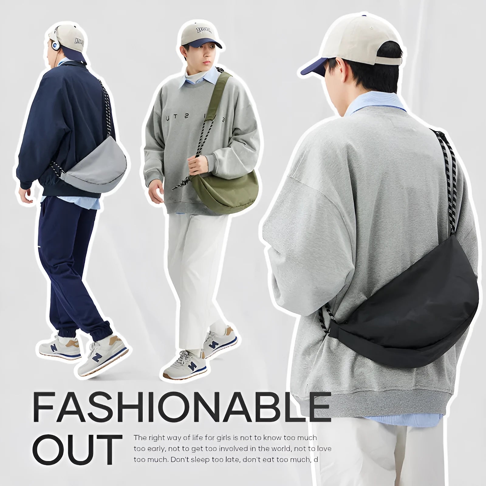 Men's nylon messenger bag in urban simplicity style with large capacity for commuting