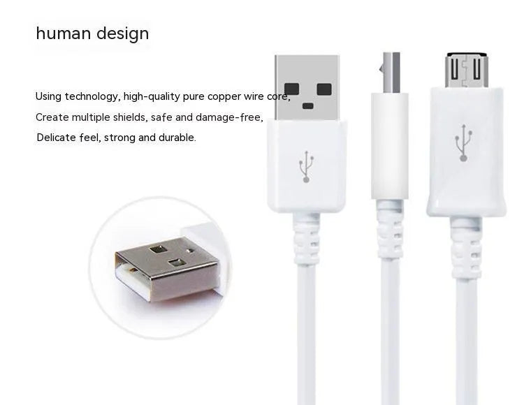Black and white Android universal data cable with Micro USB connector, length 1 metre.