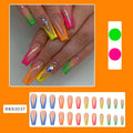 Diamond colour French style press-on nail tips with cartoon and cross heart patterns, jelly glue, and filing strip kit.