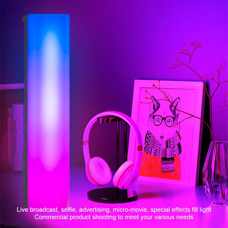 3D RGB light pick-up table top ambiance lamp with voice-activated rhythm lighting in black or white shell